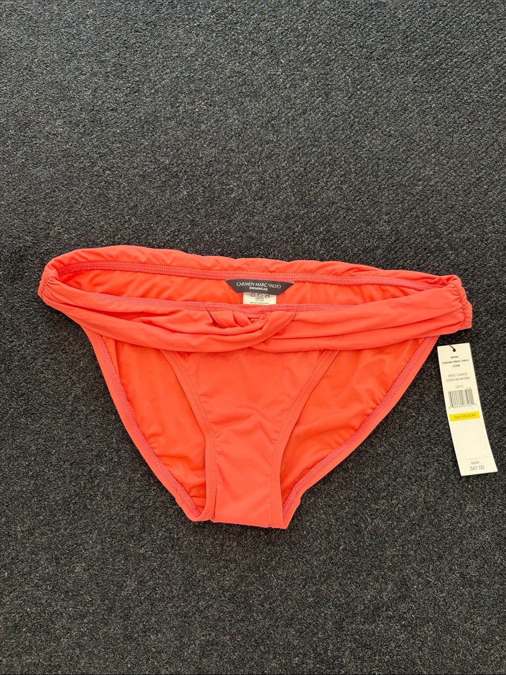 Carmen Marc Valvo Coral Fold-Over Bikini Bottoms